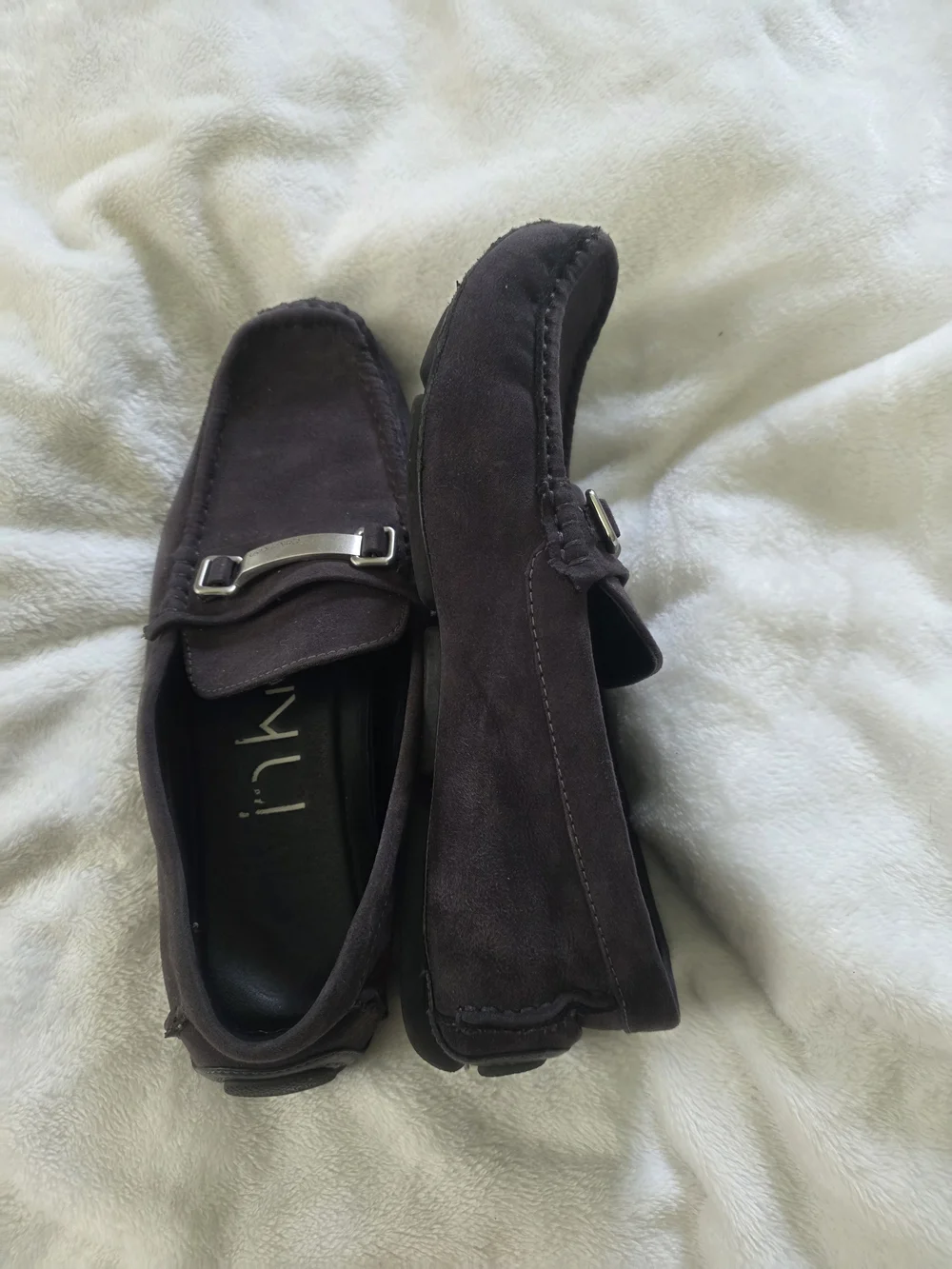 Calvin Klein Men's Dark Grey Suede Moccasin Loafers